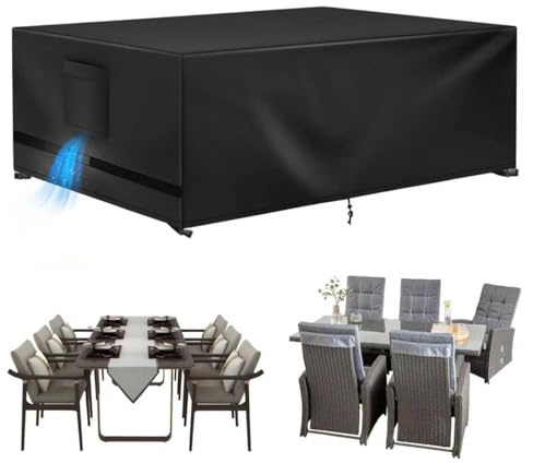 Venprodium Gartenmöbel Abdeckung Wasserdicht, Abdeckplane für Gartenmöbel | 420D Oxford, 180x120x74cm, Regenschutz, Anti UV, Gartentisch Abdeckung für Tische, Stühle, Sofas, Schwarz