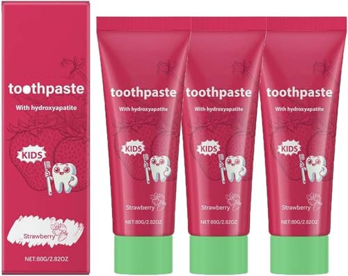 Pasta dental infantil con hidroxiapatita, pasta dental blanqueadora probiótica, protección del esmalte dental con sabor a fresa para niños mayores de 2 años