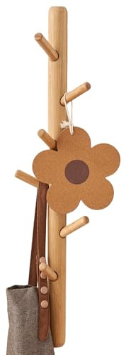 OAKERLAND Wandgarderobe Eiche Holz Kleiderhaken Baum Zweig, 70cm Garderobenhaken Wand für Jacken, Mäntel, Schals, Handtaschen, 7 Haken Garderobenleiste Hakenleiste Holz Für Eingang