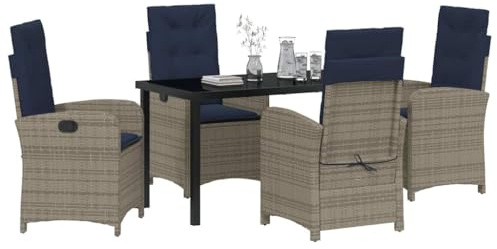 vidaXL Garden Dining Set 5 pcs Grey Poly Rattan