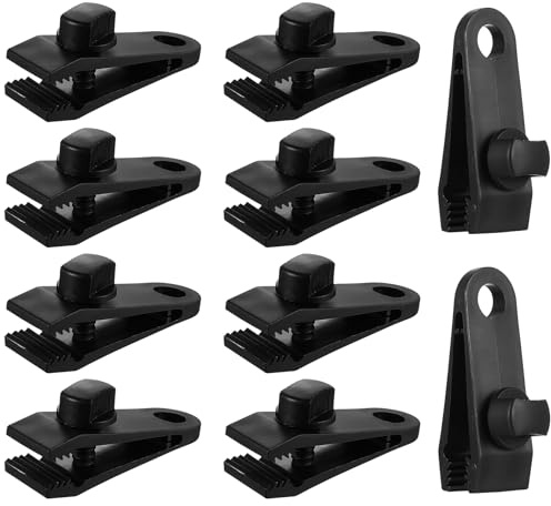 10 Stk Planenspanner Tarp Clips Zeltplanen Planenclips, Universal Planenbefestigung Clips Zeltclips,Schwarze Befestigungsclips Planenhalter Zeltklammern für Camping Markisen Banner Zeltplanen Clips