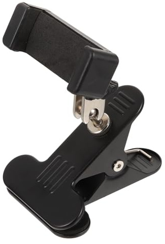 TEHAUX Adjustable Desktop Phone Stand with Anti-slip Clamp Portable Mobile Holder for Live Streaming Tv Watching and Treadmill Use Compatible with Smartphones and Tablets
