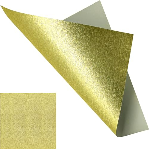 Goldenes Gebürstetes Faltblätter Faltpapier für Origami Glitzerpapier - 50 Blatt Einseitig Farbiges Papier 15 x 15 cm/ 6 Zoll, 120~150g/m² quadratisch Buntpapierset für DIY Kunst und Bastelprojekte