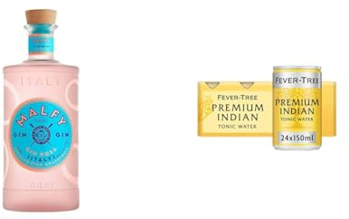 Malfy Rosa Sicilian Pink Grapefruit Gin 70cl & Fever-Tree Indian Tonic Water 150ml Cans (Pack of 24)