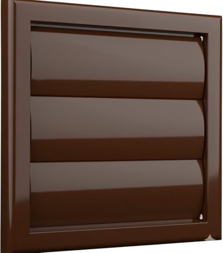 Vents 100mm Brown External Wall Vent Cover with Gravity Shutters | 155 x 155mm Square Fascia For Bathroom Extractor Fans And Tumble Dryer Installations.