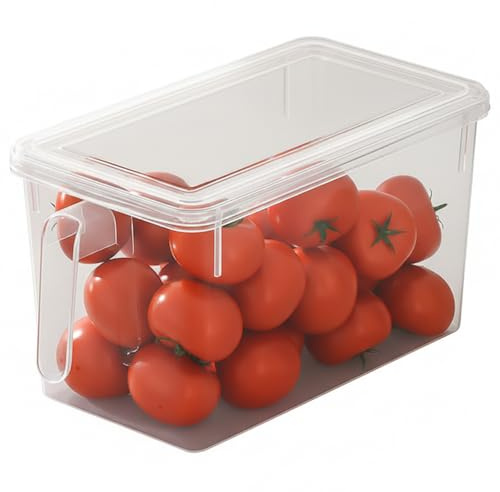 Hotainoys Freezer Storage Bin with Lid, Clear Ice Bin for Freezer - Stackable Organizer for Fruits, Vegetables and Ice Cubes, Plastic Container Bucket for