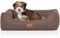 Knuffelwuff Hundebett Lotte aus Velours mit feinem Handwebcharakter XL 105 x 75cm Graubraun - abnehmbarer Bezug - waschbar - für große, mittelgroße und kleine Hunde