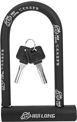 Keenso Candado para Bicicleta, Candado en U Antirrobo para Bici, Moto, Puertas(Negro)
