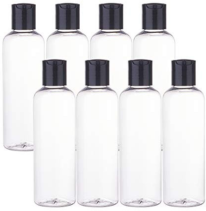 BENECREAT 8PCS 150ml Bouteille de voyage en plastique transparent vide avec bouchon à disque noir Air Flight bouteilles cosmétiques pour shampooing cosmétique liquide