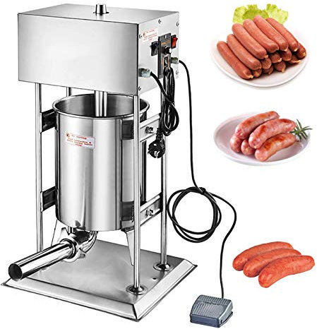 NEWTRY Commercial Electric Sausage Maker Vertical Sausage Stuffer Sausage Filling Machine with 4 Stainless Steel Sausage Tubes 10L-20L 220V (12L)