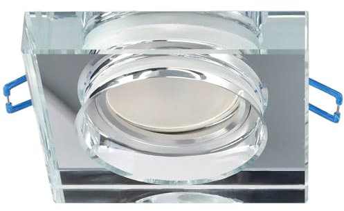 EDO Einbaustrahler CRYSTAL GRANDE Quadrat Silber aus gehärtetem Glas – Kompatibel mit GU10/GX5.3 Leuchtmitteln - Elegante Spot Deckenleuchte für Wohnzimmer, Flur, Küche