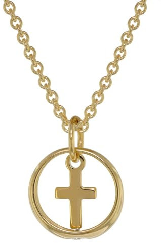 trendor Taufring Anhänger mit Kreuz Gold 333 + vergoldete Silberkette 39485-40 40 cm