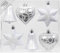 MAGIC 6 STK. Weihnachtskugeln Kunststoff 9cm Formen-Sortiment Glocke Herz und Stern Christbaumschmuck Weihnachtsdeko Weihnachtsschmuck (Just White weiß Mix)