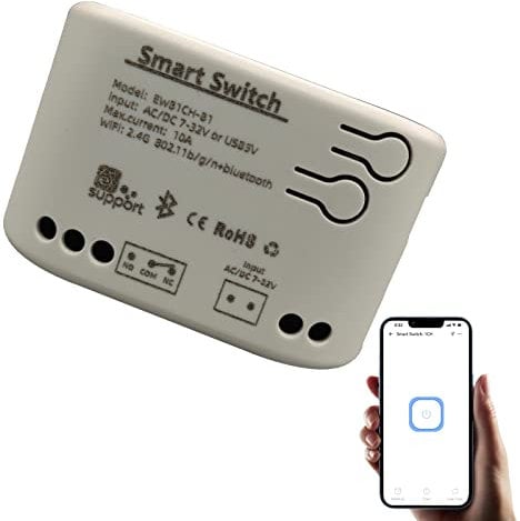Newgoal 1 canal AC/DC7-32V interruptor inteligente momentáneo/enganche WiFi relé, eWeLink APP interruptor de control Bluetooth, hogar inteligente DIY, compatible con Alexa Google Home