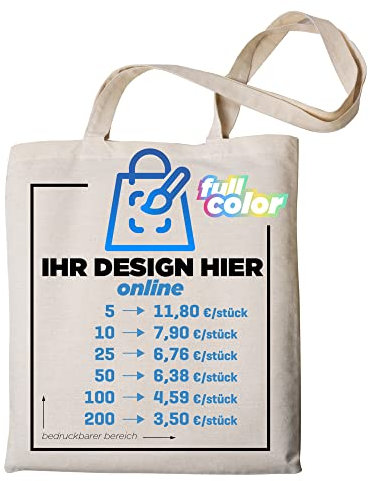 ENERGY FUSION Anpassbare Totebag, Einkaufstasche, personalisierte Baumwolltasche mit dem Text und/oder Foto Ihrer Wahl für Schulen, Unternehmen, Geburtstage, Geschenke, MENGENRABATT