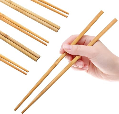 10 Pairs Reusable Bamboo Chopsticks - Long Lightweight Natural Food-Grade Chop Sticks for Sushi, Rice Noodles, Asian Dishes. Chinese, Japanese Tableware 10.5 Inch (Premium Chopsticks)