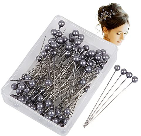 100 STÜCKE Pin Stecknadel Blumennadeln, Dekonadeln Mit Perlkopf, Diamant Blumenstrauß Pins, Perlenkopfnadeln Gerade, Stecknadeln Lang Mit Box, Perlkopfnadeln Für Nähen Schmuck Handwerk Dekoration