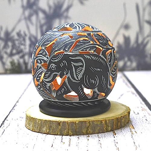 Porte-bougie chauffe-plat en stéatite/Cadeau pour vos proches/Décoration maison/bureau (ÉLÉPHANT GRIS)