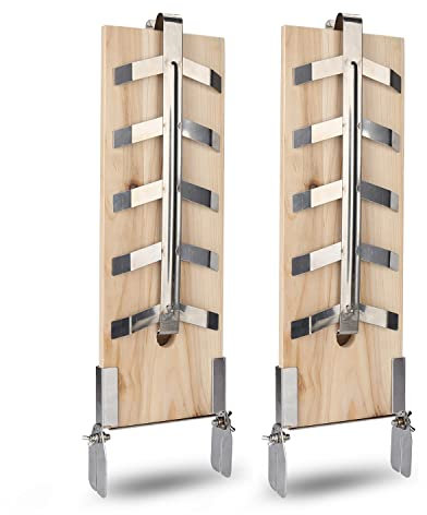 Cecaylie Flammlachsbrett Räucherbrett 2er Set, 5 Stufen einstellbar, mit Stabiler Edelstahl-Halterung, Lachs bis 2,5kg, für Feuerschalen,Grill zedernholzbrett Outdoor