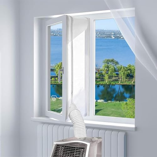 UTIZ AC Window Seal Portable 400cm/158Inch Universal Window Kit for Portable Air Conditioning AC Hose Vent Anti-Mosquito Waterproof Wind Resistant No Drilling with Zip (Window Seal 400 CM)
