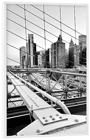 artboxONE Poster mit weißem Rahmen 75x50 cm Städte New York City - Brooklyn Bridge - Bild Newyork