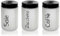 MECSAL CASALINGHI Set 3 Barattoli Contenitori, Tris Sale Zucchero Caffè, in Vetro Bianco Satinato, Decoro Stile Shabby