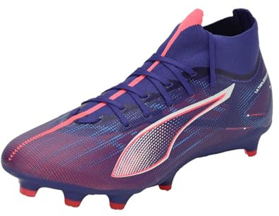 PUMA Ultra 5 Match+ FG/AG, Soccer Shoe Unisex Adulto, Lapis Lazuli White-Sunset Glow, 42.5 EU