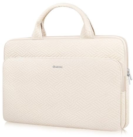 Arvok 15 15,6 16 Zoll Laptoptasche Schutzhülle mit Klein Fall für MacBook Air/MacBook Pro 15 16 inch, Wasserdicht Laptophülle mit tragegriff für HP/Dell/Lenovo/Asus/Acer/Samsung,Milchig Weiß
