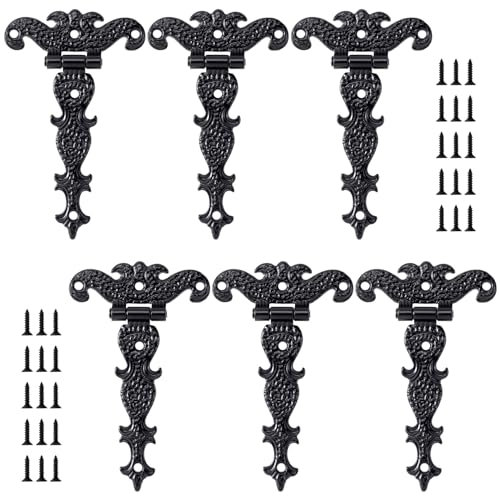 HINZIC 36Pcs Tee-Strap Hinges Heavy Duty Hinges Hardware Antique Black Decorative Hinges for Barn Door,Gate with Screws (4.33 *2.75)