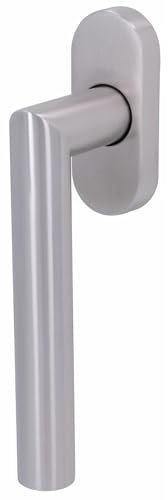 lockzz Fenstergriff Würzburg, Edelstahl matt gebürstet, Fensterbeschlag für ein Fenster, Drehkipp-Rasterolive, L-Form, 40mm Stiftlänge