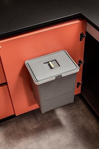 Elletipi Easy 2.0 PBD SP SG34 Cubo de basura de plástico reciclado, para cualquier entorno, capacidad de 18 litros con tapa. Fijación sencilla en cualquier superficie mediante 4 tornillos