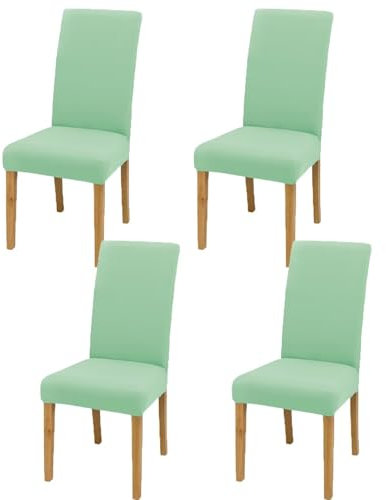 Gluhbirnen Stuhlhussen 4er Set, Stretch Abnehmbare Waschbar Stuhlbezug, Hussen für Stühle, Stuhlbezug Sitzfläche, Geeignet für Hotels, Bankette, Restaurants, Familien, Mintgrün