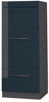 Vicco Mikrowellenschrank Fame-Line, Dunkelblau Hochglanz/Anthrazit, 60 cm