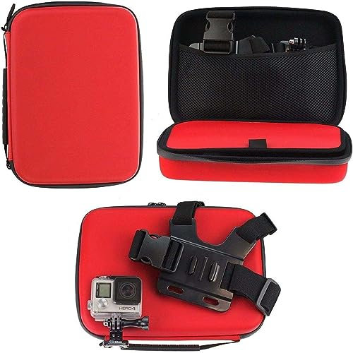 Navitech Red Action Camera Hard Case - Compatible With WOLFANG GA100 Pro Action Camera