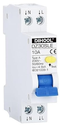 LIUCHUCHU Disjoncteur Disjoncteurs de Fuite à la Terre 30MA 220V 1P+N 10A 16A 20A 25A 32A Protection Contre Les surcharges de Fuite Disjoncteurs éLectriques(10A)