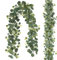 Eukalyptus Girlande, 180cm Eukalyptus Künstlich, Simulation Eukalyptus Deko, Apfelblatt Rebe Blumenranken Künstlich, Eukalyptus Kranz Hochzeitsfeier Grüne Pflanzendekoration