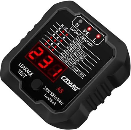 Socket Tester,Electrical Receptacle Detector with LCD Display For Power Socket Wiring Detection UK Plug 240v 50/60Hz