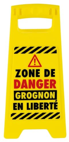 La Chaise Longue Mini Panneau Fun de Chantier Plastique Jaune 12x25 cm | Plastique polypropylène, signalisation humoristique de bureau, clin d'œil préventif, cadeau collègue