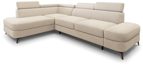Masseno Ecksofa AVISE Q L-S mit Schlaffunktion L-Form, Klassisch Sofa mit Bettkasten, Wohnzimmersofa, Couch, Soffa, Bettsofa, Couchgarnitur - Creme, Quelle 02