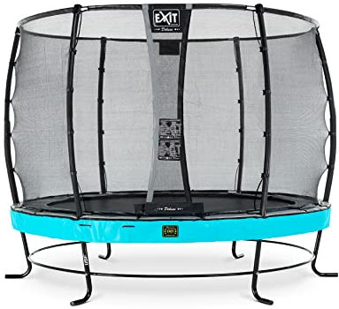 EXIT Toys Elegant Premium Rundes Trampolin - ø305cm - Mit Deluxe Sicherheitsnetz - Extra Starker und Stabiler Rahmen - Lange Federn - Rostfrei - Einfache Montage - Luxuriöse Ausführung - Blau