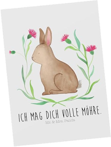 Mr. & Mrs. Panda Postkarte Hase Sitzen - Geschenk, Liebe, bildkarte, Frohe Ostern, Ostergrüße, Ansichtskarten, Grußkarte, Osterhase, Ansichtskarte, Postkarten