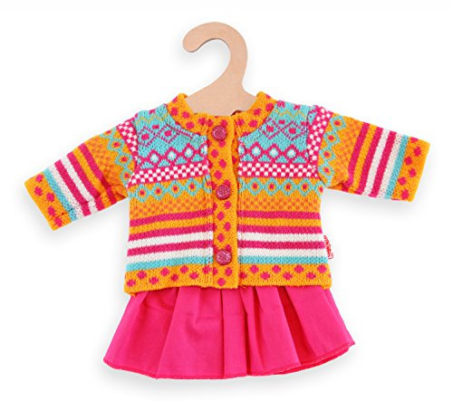 Heless 1844 - Bekleidungs-Set für Puppen im Jolly Design, 2 teilig mit Strickjacke und Röckchen, Größe 28 - 35 cm