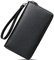 CLUCI Geldbörse Damen Leder Gross Frauen Clutch Portemonnaie Groß Geldbeutel Lang Portmonee mit 15 Kartenfächer Schwarz