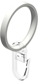 INTERDECO Gardinenstangen Gardinenringe, aus Metall, Weiß, Flachringe mit Faltenhaken für Vorhangstangen 20 mm, Ringe in 33 x 27 mm, Typ 1120506, 10 Stück