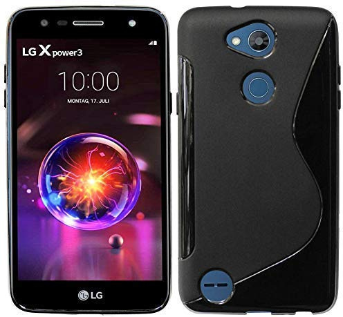 cofi1453® S-Line Hülle Bumper kompatibel mit LG X Power 3 Silikonhülle Stoßfest Handyhülle TPU Case Cover Schwarz