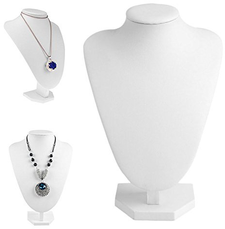 BINGHONG3 Faux Leather Mannequin Jewelry Necklace Display Holder Neck Bust Stand Showcase