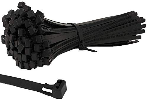 UKCable-Ties 25 Pack Reusable - Releasable Cable Ties Black Neutral Heavy Duty Long Zip Tie (150mm x 7.6mm, Black)