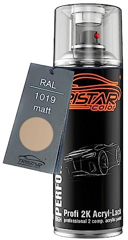 TRISTARcolor RAL 1019 Graubeige matt 2K Acryl Spraydose Sprühdose Spritzlack Sprühlack 400 ml schnelltrocknend