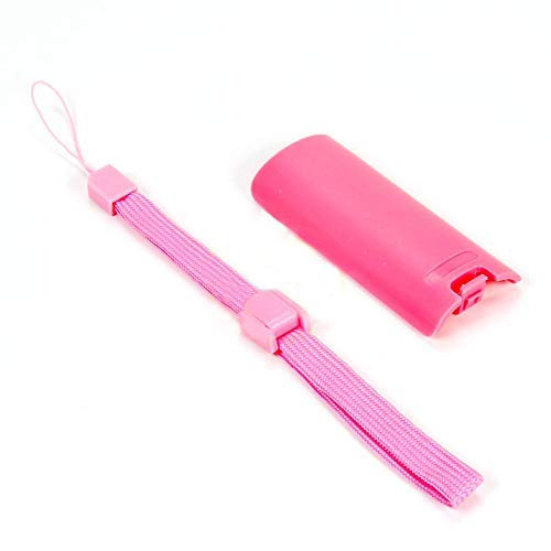 Battery Door Lid Cover Back Cover Pack Case Shell + Hand Strap Lanyard for Nintendo Wii Remote Controller Replacement (Pink)
