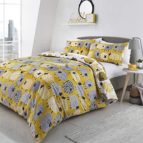 Fusion Wende-Bettwäsche-Set mit Schaf-Aufdruck, Ocker, Einzelbett